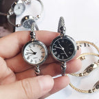 Retro Ladies Wrist Watch - Stainless Steel Case, Leather Band, Quartz Movement, view 3