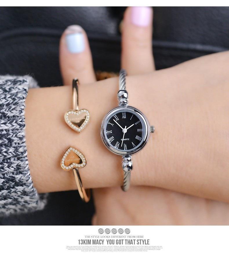 Retro Ladies Wrist Watch - Stainless Steel Case, Leather Band, Quartz Movement, view 5