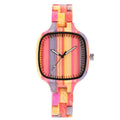 Colourful Bamboo Wooden Watch for Women - Bracelet Clasp, 3.7cm Case