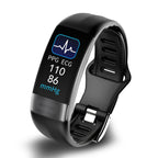Smart Bracelet with Blood Pressure, ECG, Heart Rate, Oxygen, Sleep Tracker - Silicon Strap