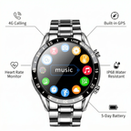 Luxury 4G Smartwatch with Calls, GPS, Health Tracking - Stainless Steel, IP68, view 2