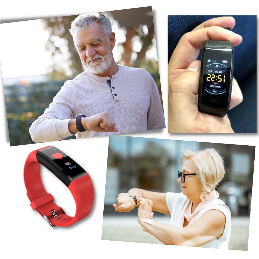 Smartwatch with Health Tracking for Seniors - LED Display, Silicone Strap, view 3