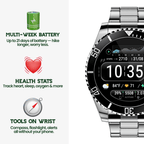 Tactical Smartwatch with GPS and 21-Day Battery - Titanium, 100m Water Resistant, view 3