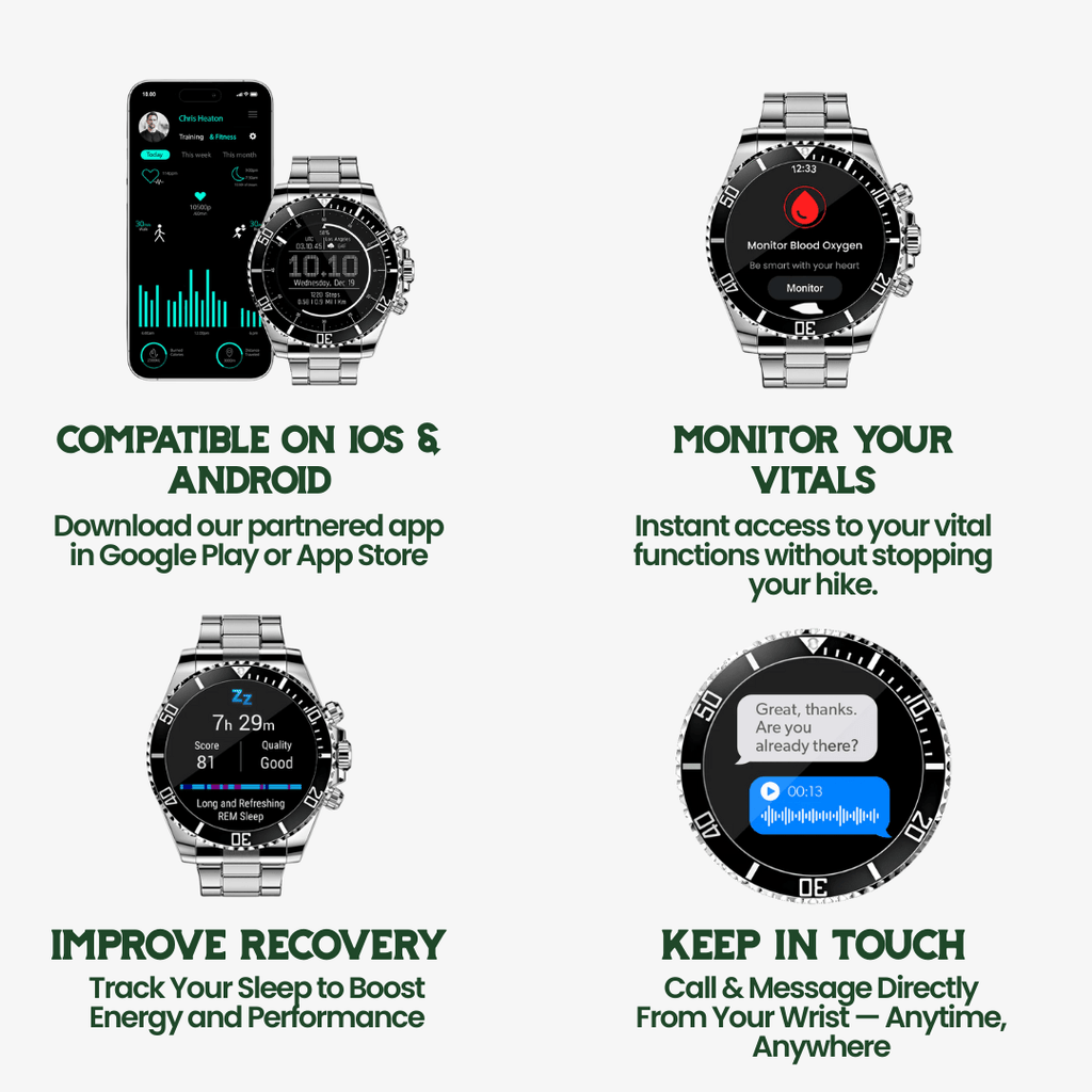 Tactical Smartwatch with GPS and 21-Day Battery - Titanium, 100m Water Resistant, view 5