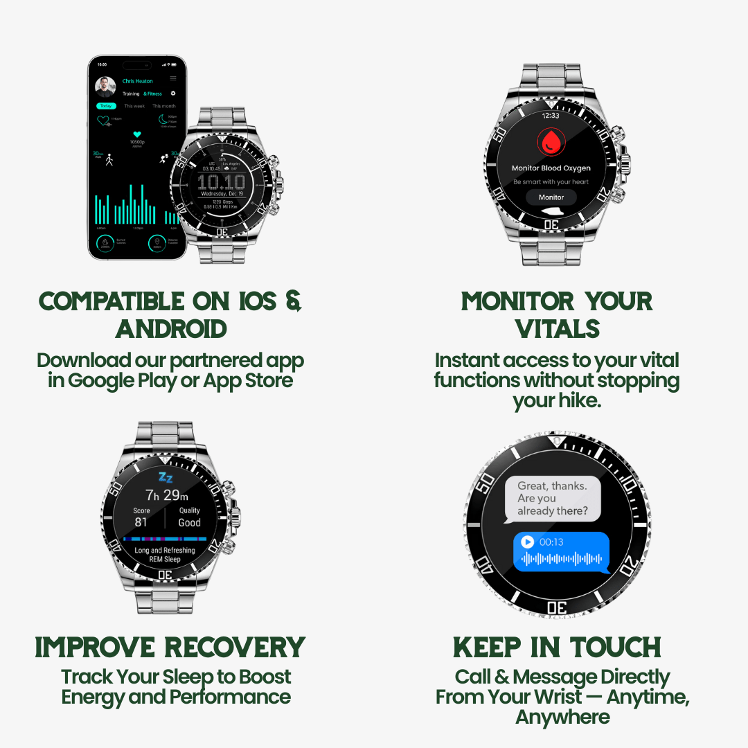 Tactical Smartwatch with GPS and 21-Day Battery - Titanium, 100m Water Resistant, view 5