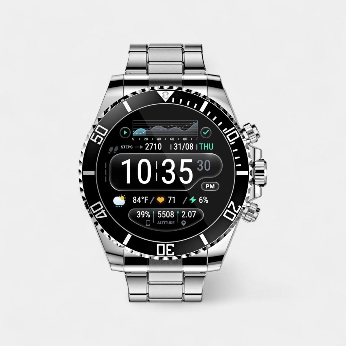 Tactical Smartwatch with GPS and 21-Day Battery - Titanium, 100m Water Resistant, view 7