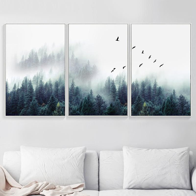 Minimalist 3-Piece Nordic Forest Wall Art Set for Home | Welvere-Welvere