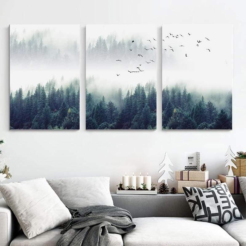 Minimalist 3-Piece Nordic Forest Wall Art Set for Home | Welvere-Welvere