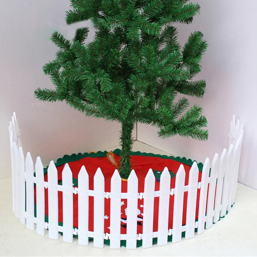 White Christmas Tree Fence, Easy to Assemble, 12 Pieces