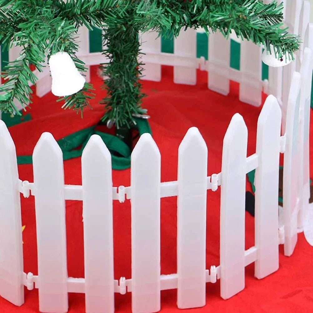 White Christmas Tree Fence, Easy to Assemble, 12 Pieces