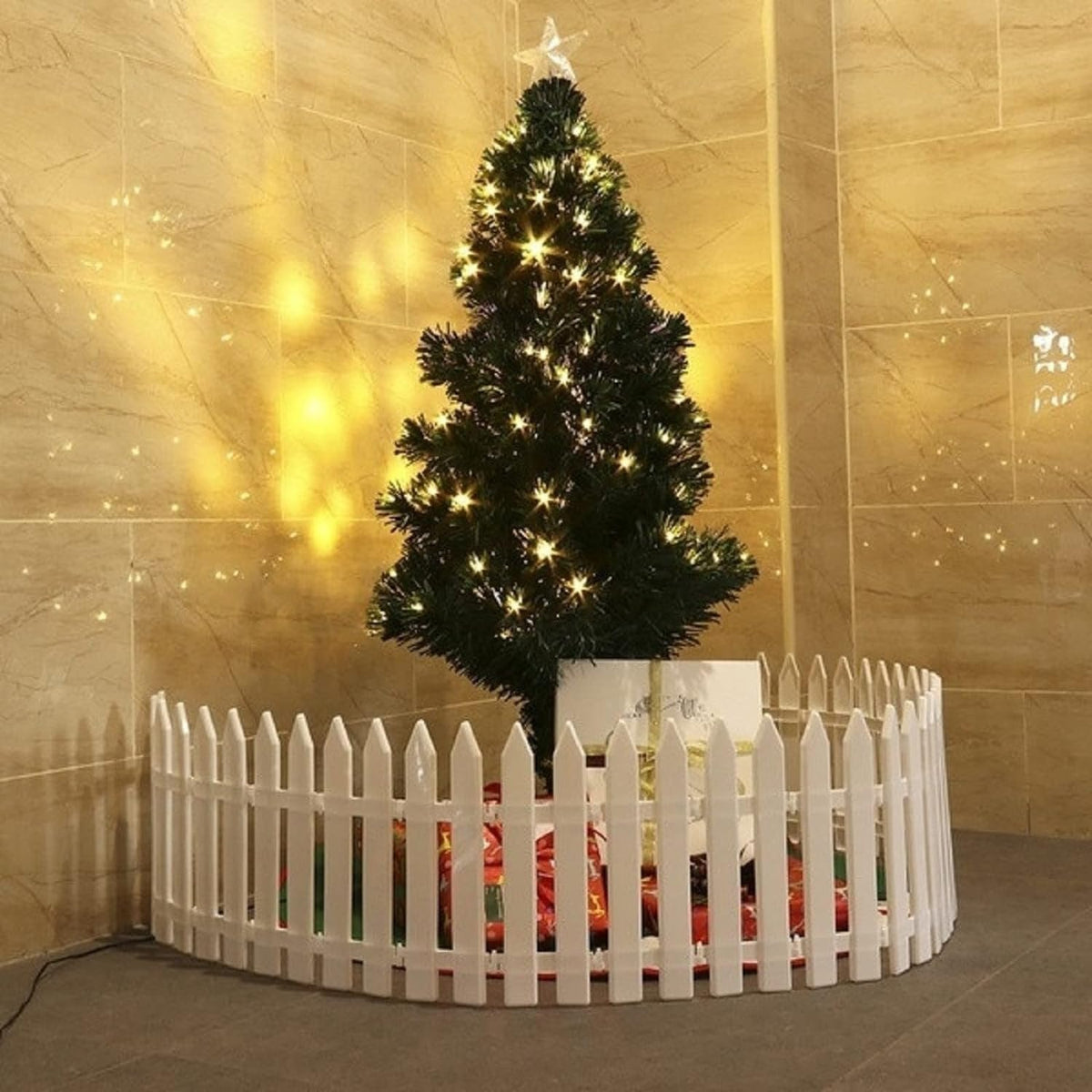 White Christmas Tree Fence, Easy to Assemble, 12 Pieces