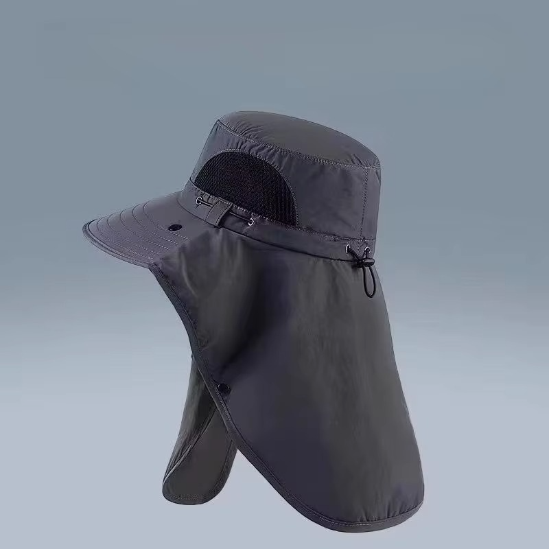 Wide-Brim Outdoor Sun Hat with Detachable Neck Flap for Hiking, Fishing & Camping