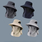 Wide-Brim Outdoor Sun Hat with Detachable Neck Flap for Hiking, Fishing & Camping