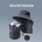 Wide-Brim Outdoor Sun Hat with Detachable Neck Flap for Hiking, Fishing & Camping