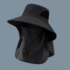 Wide-Brim Outdoor Sun Hat with Detachable Neck Flap for Hiking, Fishing & Camping