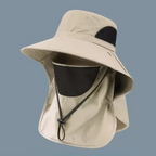 Wide-Brim Outdoor Sun Hat with Detachable Neck Flap for Hiking, Fishing & Camping