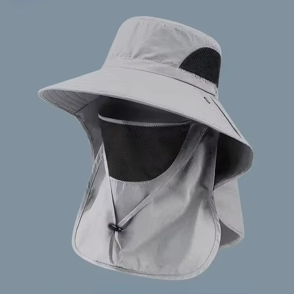 Wide-Brim Outdoor Sun Hat with Detachable Neck Flap for Hiking, Fishing & Camping