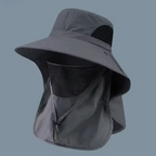 Wide-Brim Outdoor Sun Hat with Detachable Neck Flap for Hiking, Fishing & Camping