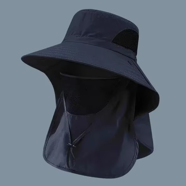 Wide-Brim Outdoor Sun Hat with Detachable Neck Flap for Hiking, Fishing & Camping