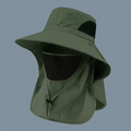 Wide-Brim Outdoor Sun Hat with Detachable Neck Flap for Hiking, Fishing & Camping