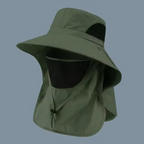 Wide-Brim Outdoor Sun Hat with Detachable Neck Flap for Hiking, Fishing & Camping