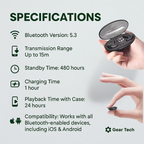 Wireless Sleep Headphones, Bluetooth 5.3, ABS + PC, IPX5, 1 cm
