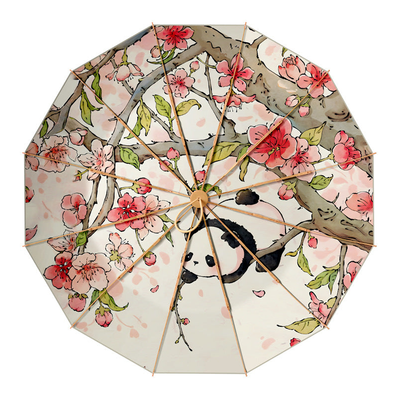Women's Floral Sunshade Umbrella with Carrying Bag for Sunny Days