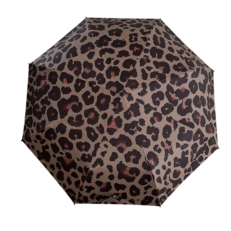 Women's Foldable Umbrella with Automatic Opening, Leopard Print
