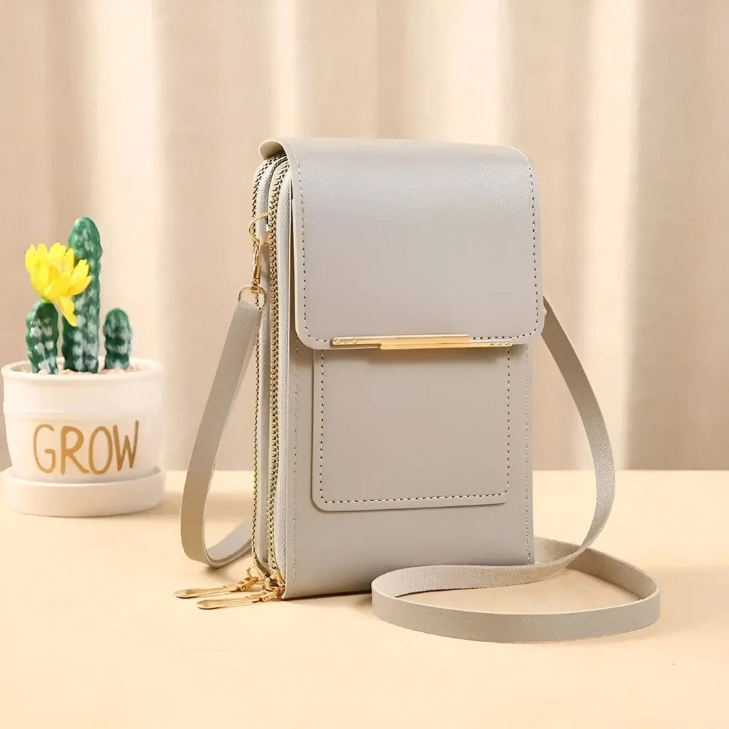 Women's Leather RFID-Blocking Shoulder Bag with Touchscreen Pocket