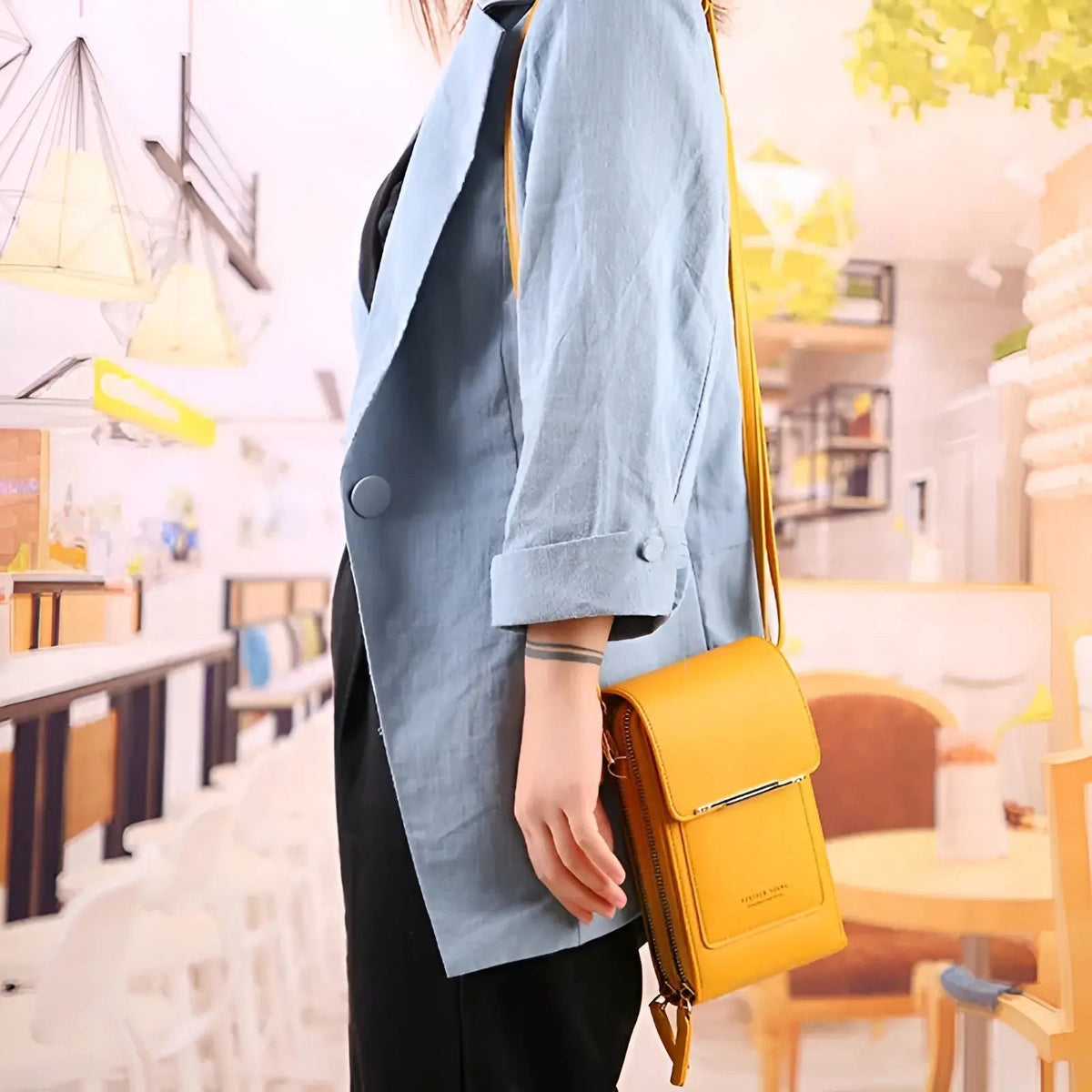 Women's Leather RFID-Blocking Shoulder Bag with Touchscreen Pocket