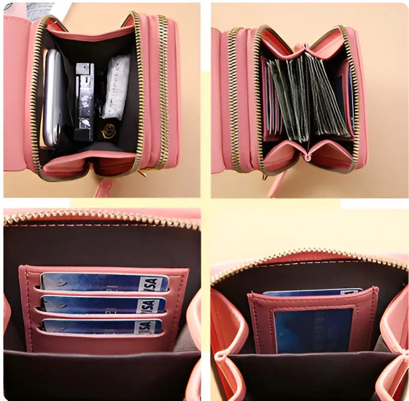 Women's Leather RFID-Blocking Shoulder Bag with Touchscreen Pocket