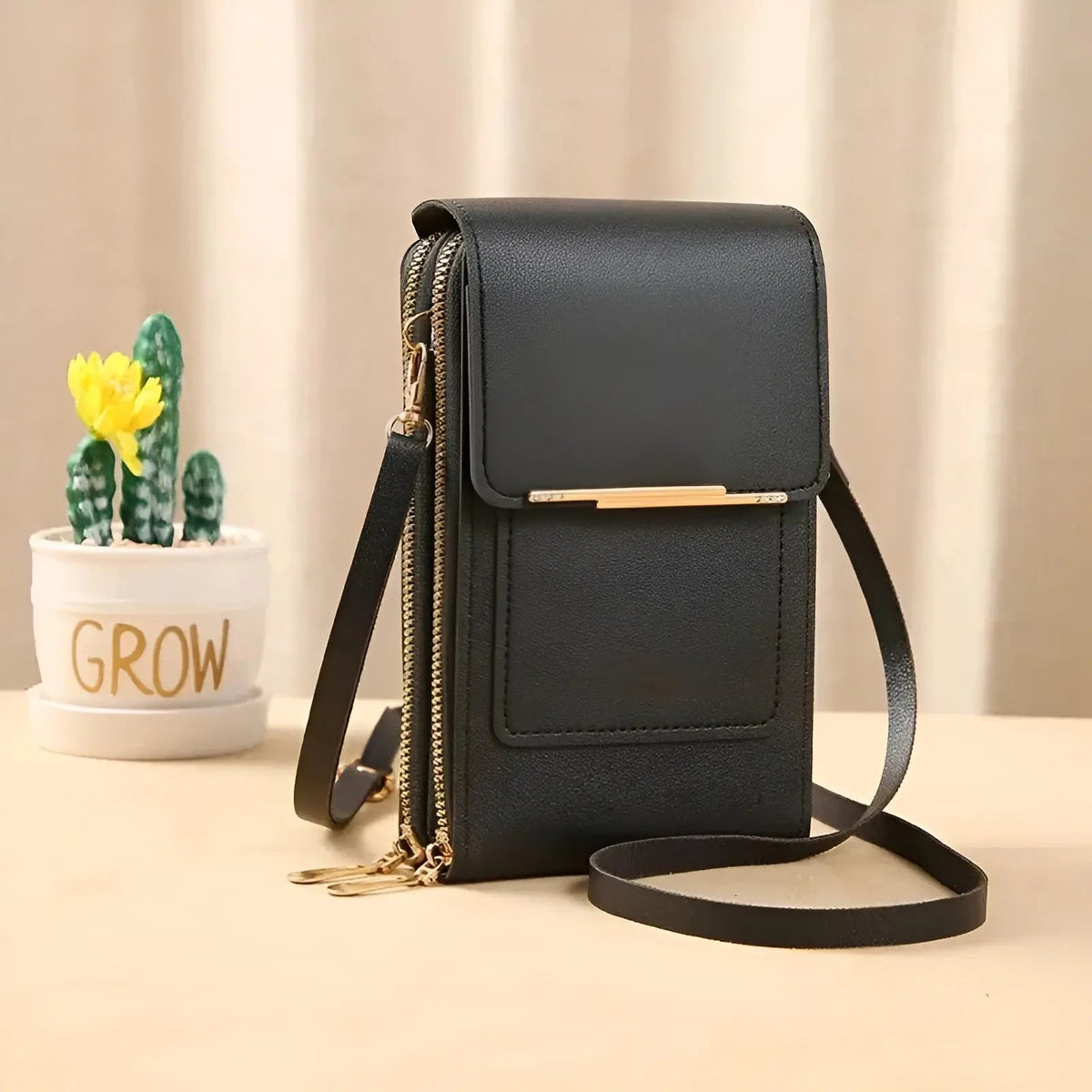 Women's Leather RFID-Blocking Shoulder Bag with Touchscreen Pocket