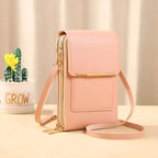 Women's Leather RFID-Blocking Shoulder Bag with Touchscreen Pocket