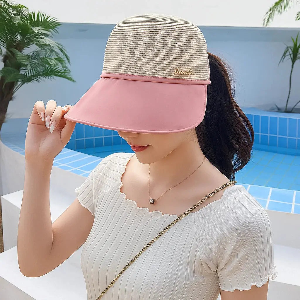 Women’s Lightweight Polyester Sun Hat, Adjustable Dual Brim, UPF 50+, 9 cm