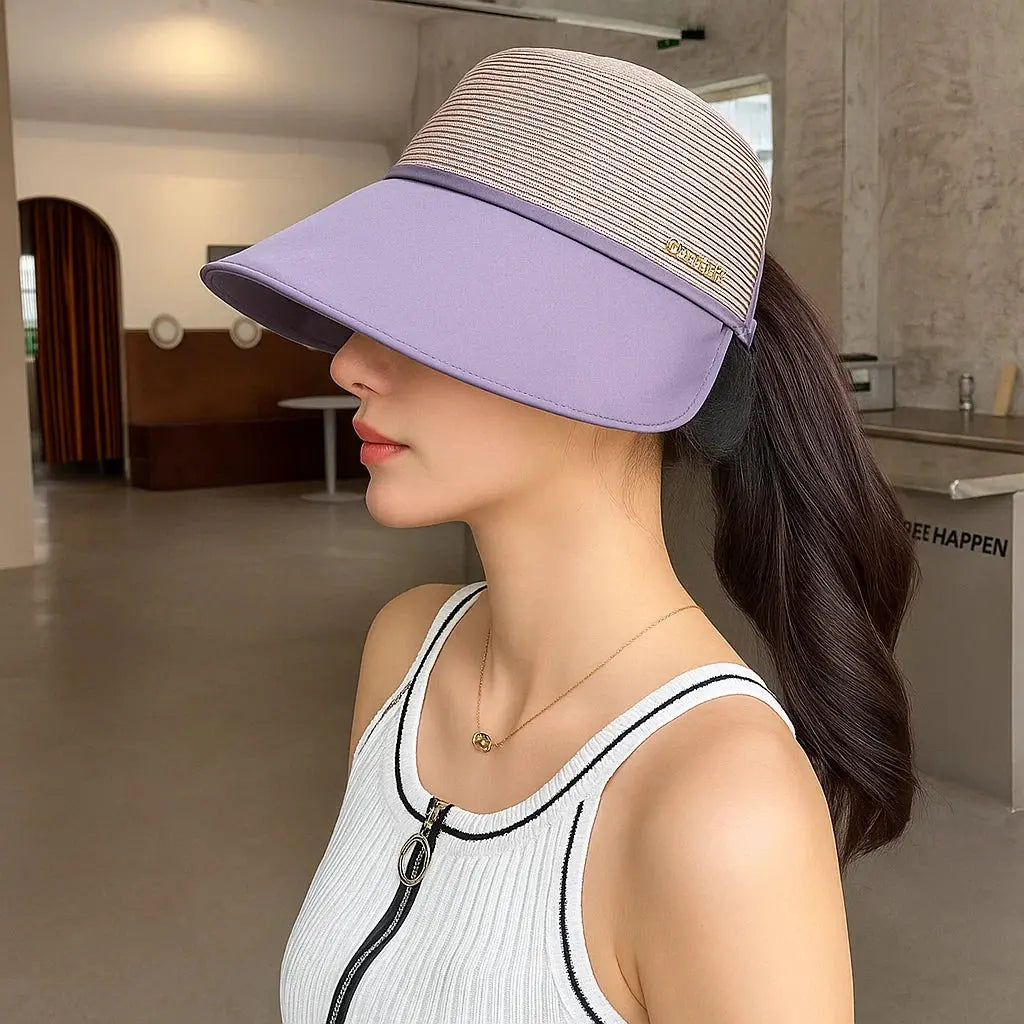 Women’s Lightweight Polyester Sun Hat, Adjustable Dual Brim, UPF 50+, 9 cm