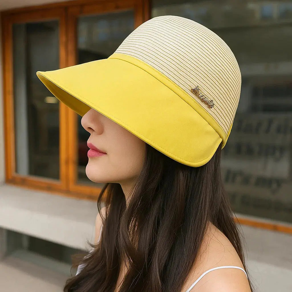 Women’s Lightweight Polyester Sun Hat, Adjustable Dual Brim, UPF 50+, 9 cm