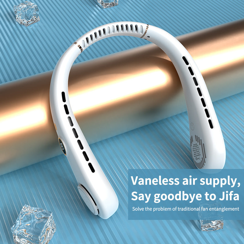 Women's Portable Rechargeable Neck Fan with Temperature Display