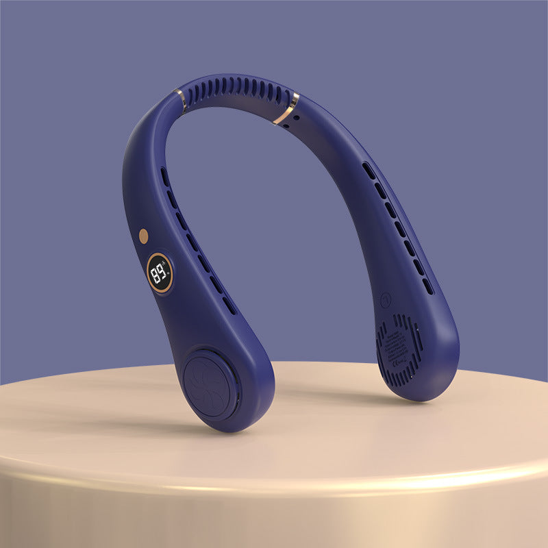 Women's Portable Rechargeable Neck Fan with Temperature Display