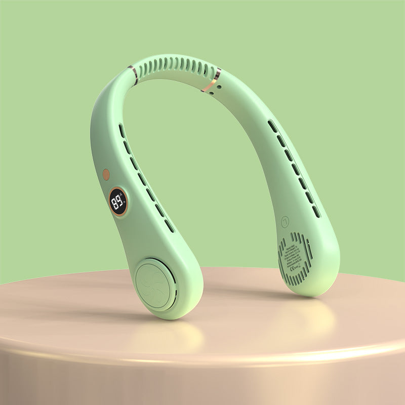 Women's Portable Rechargeable Neck Fan with Temperature Display