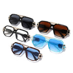 Women’s Square Frame Sunglasses with Decorative Gold Accents