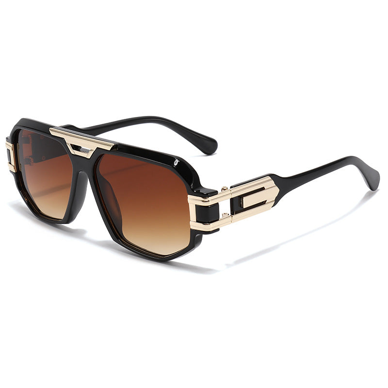 Women’s Square Frame Sunglasses with Decorative Gold Accents