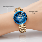 Women's Stainless Steel Watch with Gradient Sunburst Dial
