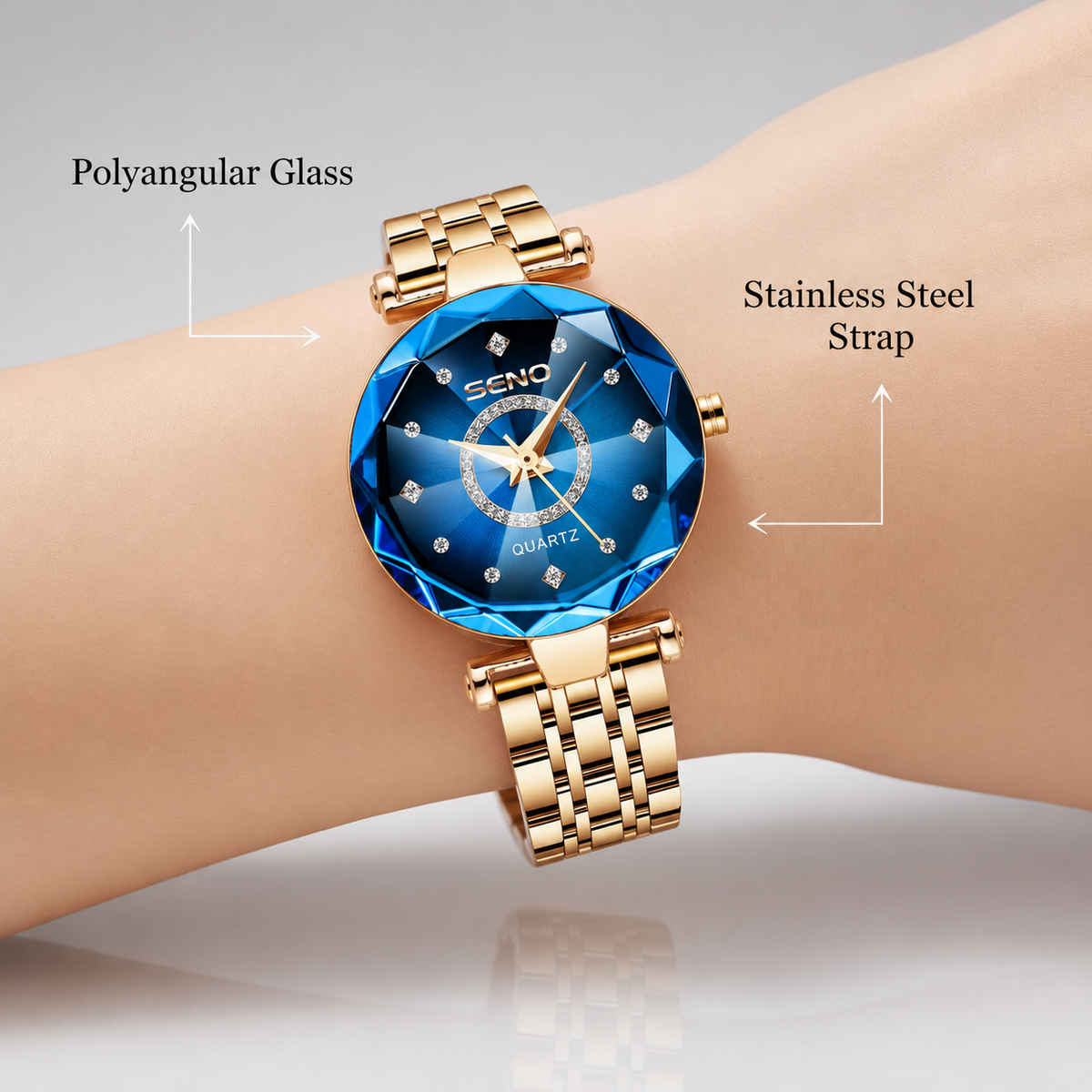 Women's Stainless Steel Watch with Gradient Sunburst Dial