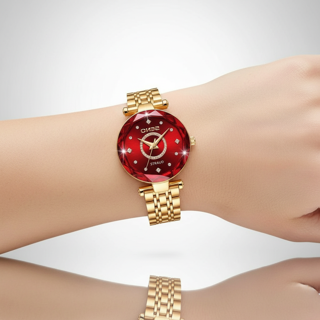 Women's Stainless Steel Watch with Gradient Sunburst Dial