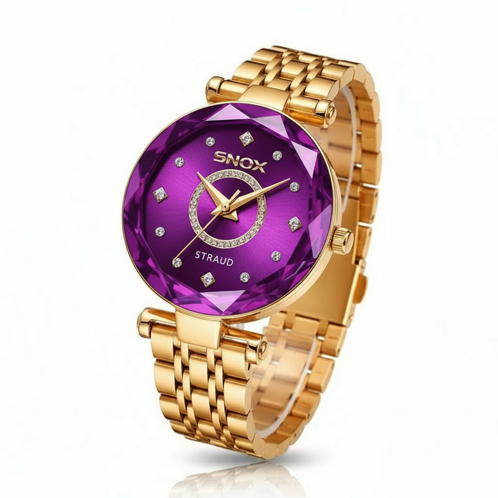 Women's Stainless Steel Watch with Gradient Sunburst Dial