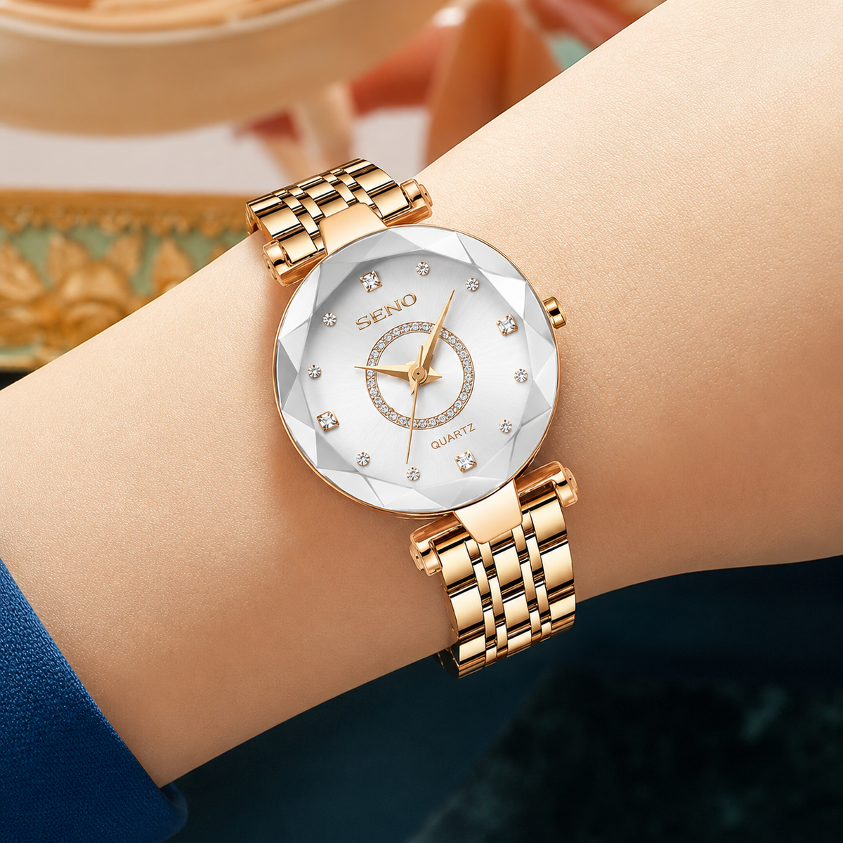 Women's Stainless Steel Watch with Gradient Sunburst Dial