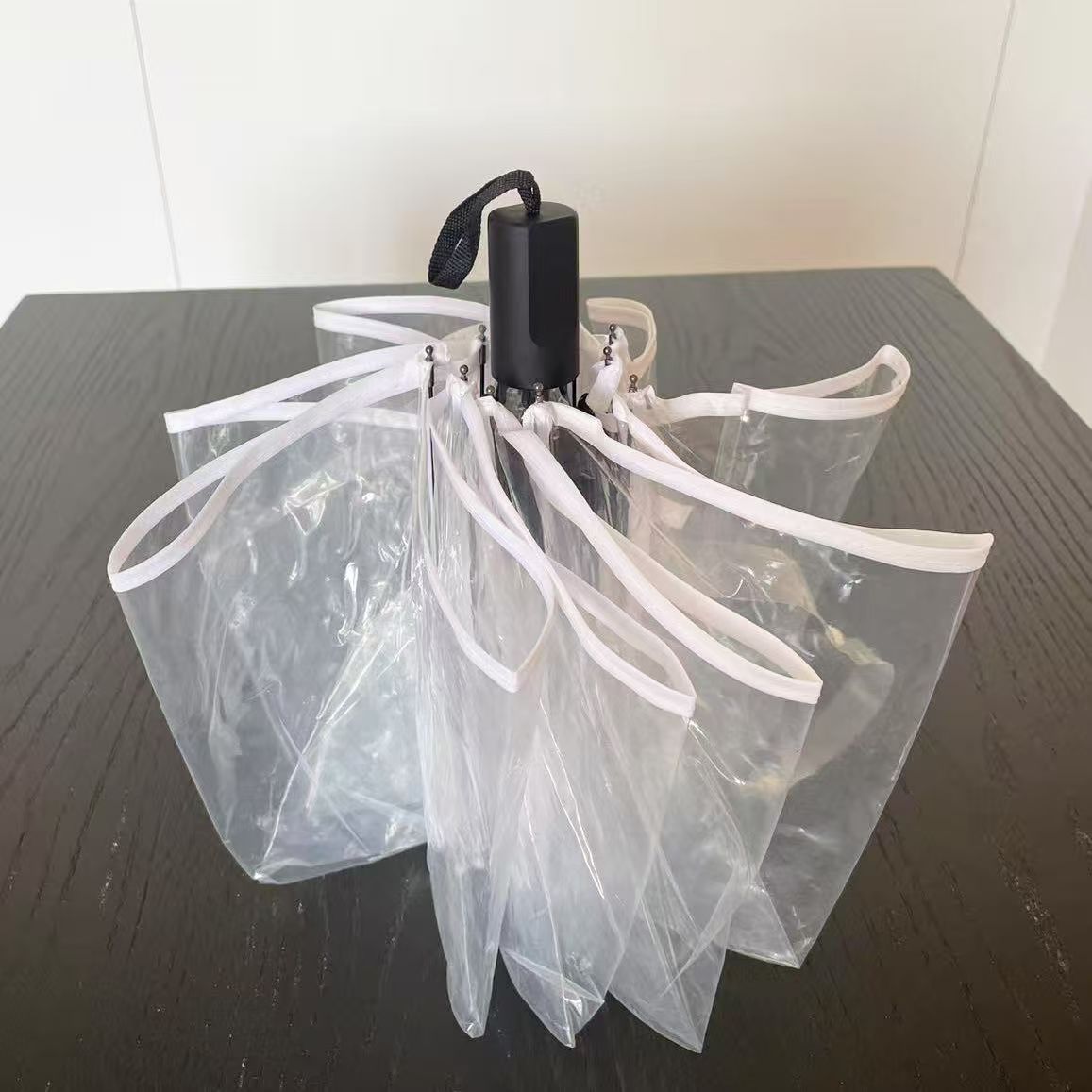 Women's Windproof Transparent Self-Supporting Compact Umbrella