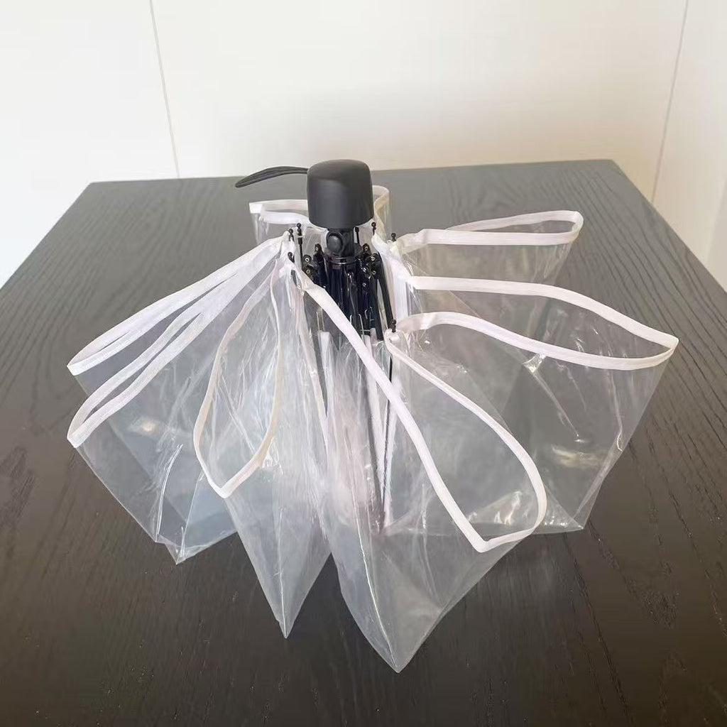 Women's Windproof Transparent Self-Supporting Compact Umbrella