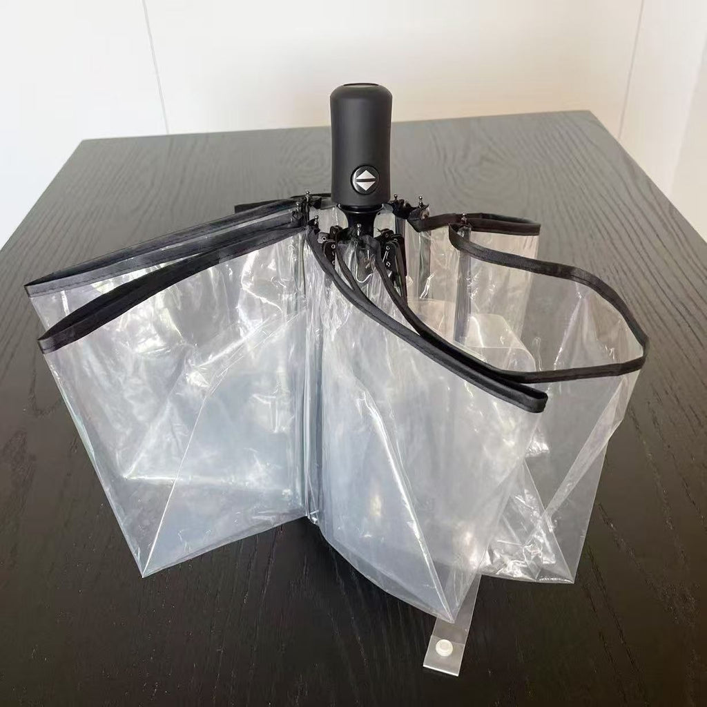 Women's Windproof Transparent Self-Supporting Compact Umbrella
