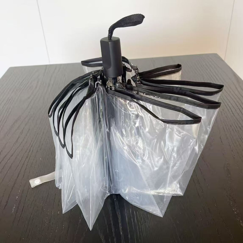 Women's Windproof Transparent Self-Supporting Compact Umbrella